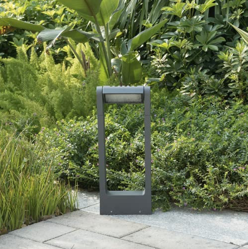 Topmo-plus Palo da giardino Strade lampioni bassi da giardino esterno Paesaggio lampada aiuola / 12W LED bridgelux SMD/Grigio Lampioncino da patio Design 340 gradi girabile 40CM bianco caldo