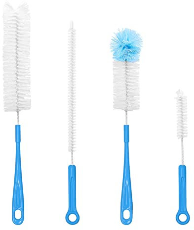 Flaschenbürsten 4 Stück, Mehrzweck-Reinigungsbürsten Lange Bürstenbürste mit weichem Wollkopf für Babyflaschen, Töpfe, Wasserkocher, Glas, Thermoskanne und Tassen