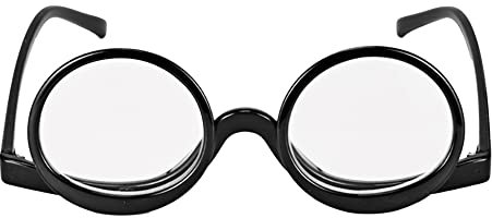 Millya Women Rotatable Make-Up Magnifying Glasses Flip Up Spectacle Lense Eyeglasses for Reading (Double Lens + Black, +4)
