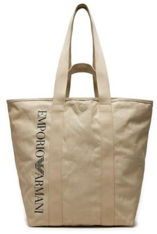EMPORIO ARMANI Unisex Unisex Logo Shopping Beach Bag, PEARL GREY, One Size