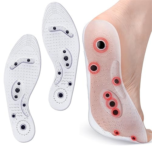 Acupressure Magnetic Massage Insoles, Breathable Foot Therapy Arch Support Insoles, Plantar Fasciitis Inserts Anti-Fatigue Pain Relief Foot Reflexology Shoes Massaging Insoles for Men and Women (L)