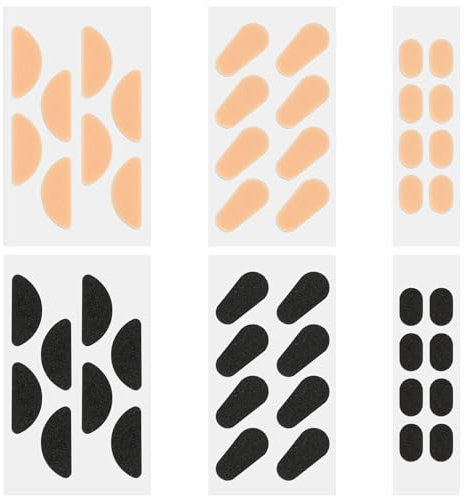 Bewudy 24 Paar Brillen Nasenpads Selbstklebend, Weicher Schaumstoff Selbstklebende Nasenpads, Anti-Rutsch Schwamm Brillen Nasenpads für Vollformat Brillen Sonnenbrillen(Schwarz & Hautfarbe)