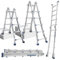 Cecaylie Aluleiter Mehrzweckleiter, 513CM 4x5 Sprossen Teleskopleiter, 4 in 1 Klappleiter 150 kg Belastbarkeit, Bockleiter Schiebeleiter, Beidseitige Steh und Treppenleiter