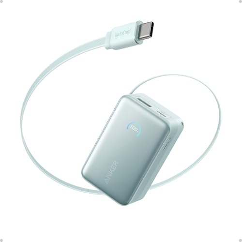 Anker Nano Portable Charger, 45W 10000mAh with 2.3 ft Retractable Cable, Compact Power Bank, Travel Essential Phone Battery Pack for iPhone 17/16 Series, iPad, Galaxy, Pixel, and More