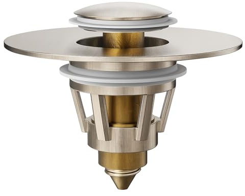 Yodel Faucet Bathroom Sink Drain Stopper - Pop Up Drain Stopper for Bathroom Sink - Bathroom Sink Hair Catcher Strainer,Brushed Nickel