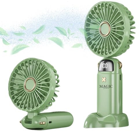 Ventilateur Portable USB-C Silencieux avec 5 Vitesses, Mini Format Pliable de Poche avec Base et Cordon pour Bureau, Maison - Câble de Chargement Inclus