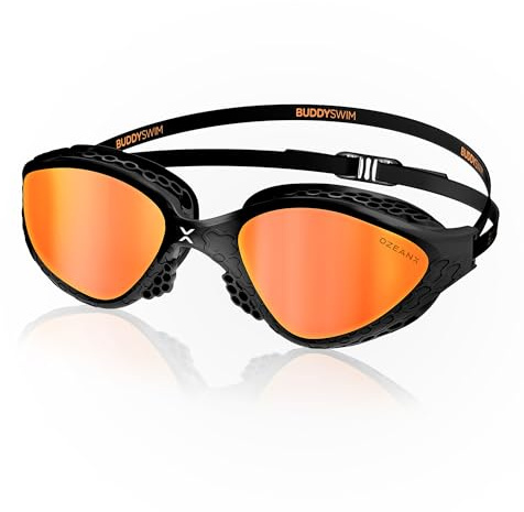 BUDDYSWIM Lunette Piscine Adulte OzeanX. Lunette Natation Homme avec Protection UV400. Lunette de Piscine Femme Antibuée,Verres Panoramiques XVISION. Ajustement Hydrodynamique Confortable pour Piscine