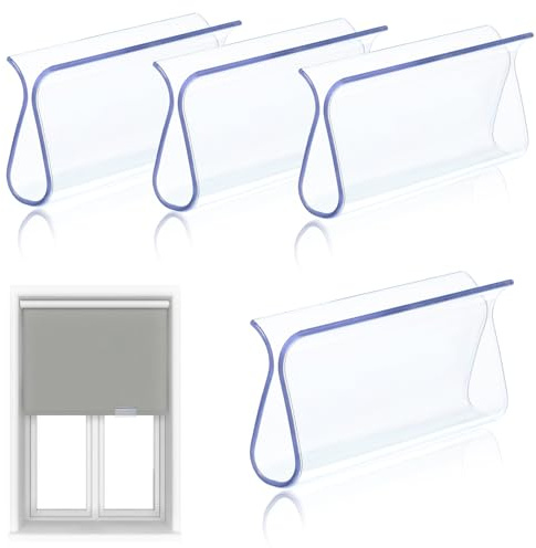 LIQWEI 4 Pieces Clear Window Shade for Roller Pull Down Roller Shades Handle Blinds for Windows Grips Plastic Hem Grip Hardware for Home Rv Rolling Curtain Accessories(4)