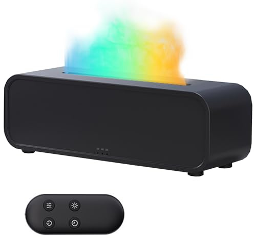 Difusor de aceite esencial de llama simulada, difusor aromático con 6 colores de luz, humidificador de aire para el hogar