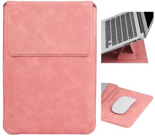 HoYiXi 14'' Funda Estuche para Portátiles Bolsa con Soporte para Mac Book Pro 14 2021/ASUS Vivobook 14/HP Pavilion X360/IdeaPad 14/Huawei Matebook 14'' & 13,3-14 DELL Acer Laptop Sleev,Rosa Rojo