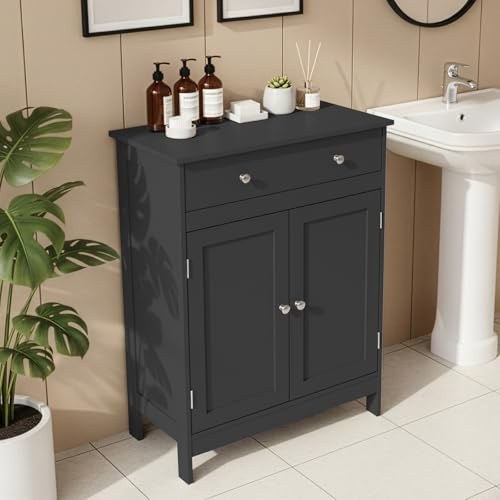 Karl home Bathroom Floor Cabinet with 2 Doors and 1 Drawer Adjustable Shelf