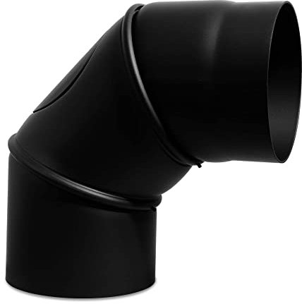 LANZZAS Ofenrohr Bogen 0° - 90° verstellbar mit Tür - Durchmesser Ø 180 mm - Farbe: schwarz | Rauchrohr Abgasrohr Kaminrohr Knie