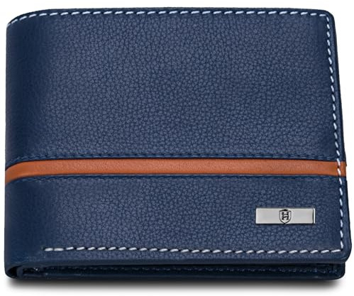 Porte-monnaie en carbone brossé avec clip en or vierge pour homme, bleu marine, Portefeuille RFID