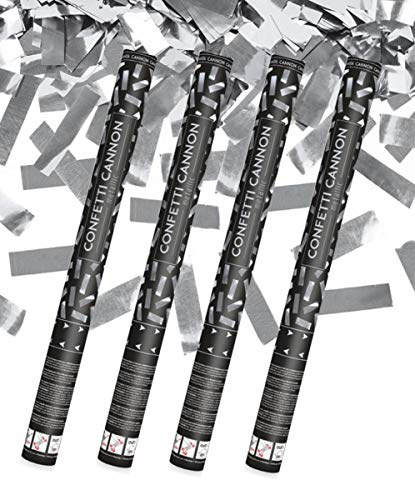 4 x XXL (60 cm) partykanon, partypopper streamer®bilsmycken (silver)
