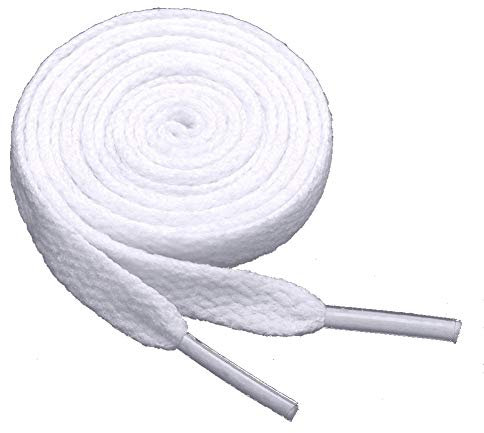 Sechunk Lot de 2 paires de lacets plats 29 couleurs 12 longueurs pour chaussures de sport, blanc, 114cm