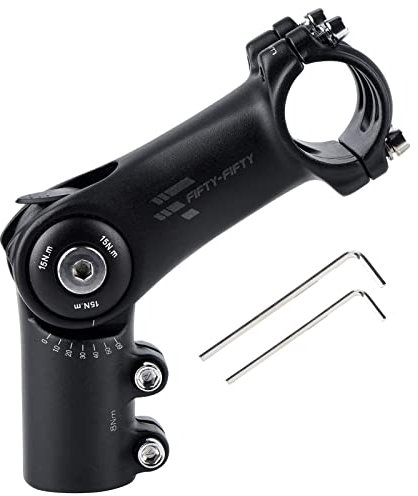 FIFTY-FIFTY Fahrrad Vorbau 31,8mm, 0-60 Grad Erstellbarer Lenker Vorbau für Ergonomische Sitzhaltung, MTB Vorbau für Fahrradlenker Geeignet für Mountainbike, Trekkingrad, E-Bikes, Citybike (90mm)