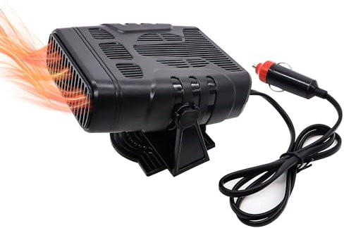 HISports Portable Car Heater,12V 120W Heating Defrost Defogger with 2 in 1 Fast Heating and Cooling Function with Cigarette Lighter Plug,Black Car Vehicle Truck Fan Defogger