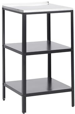 Beliani Cocina Exterior de Metal Negro Plateado 50 cm Isla Acero Inoxidable 2 estantes Vilama