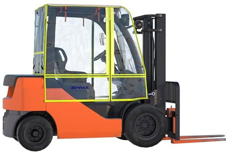 BENVOL Copertura per carrello elevatore, per tutte le stagioni, tipo universale, materiale trasparente EVA, Oxford rivestito in argento 600D, impermeabile, antivento, impermeabile e resistente ai
