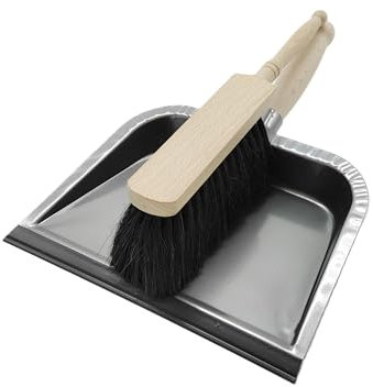 BaWoTec Kehrgarnitur Putzmarie Kehrset Kehrschaufel verzinkt Handfeger Rosshaar (grau)