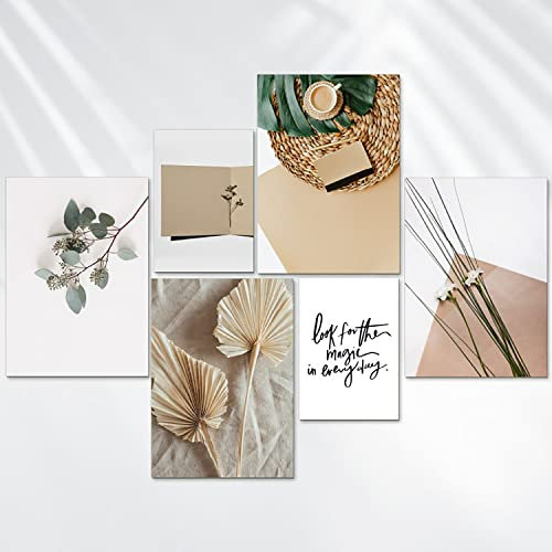 AREDE 6er Set Wandkunst Gemälde Bild Poster Ruhiger Minimalist | 4 x A4 (21x30cm) + 2 x A5 (15x21cm) | Wandbilder Wanddekoration Home Office Wohnzimmer Schlafzimmer Dekoration | OHNE Rahmen