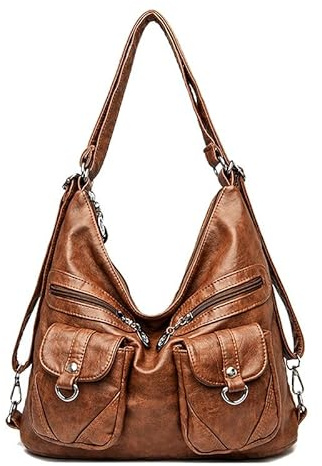 Coolives Sacs à Main portés épaule pour Femme en Cuir PU Sac Hobo Sacoche Rétro Sac a élégant Sac a Main portés Main pour Dames Mère Sac a Main porté Dos Sac a épaule a Dos Brown