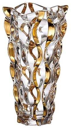 Puremagics Vaso Dorato Dipinto a Mano Alto 28 cm, Vaso per Fiori Decorativo per Casa Tavolo da Pranzo Soggiorno, Ufficio Matrimonio Festa di Vacanza, Vasi Decorativi per Fiori Fatti a Mano