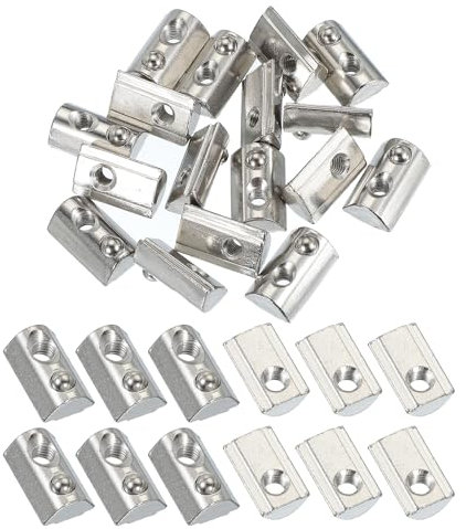 PATIKIL 4040 Series M6 t Slot Nuts, 20pcs Roll-in Spring Ball Loaded Elastic Nuts with 8mm Slot for Aluminum Extrusion Profile Rail 3D Printer, Silver