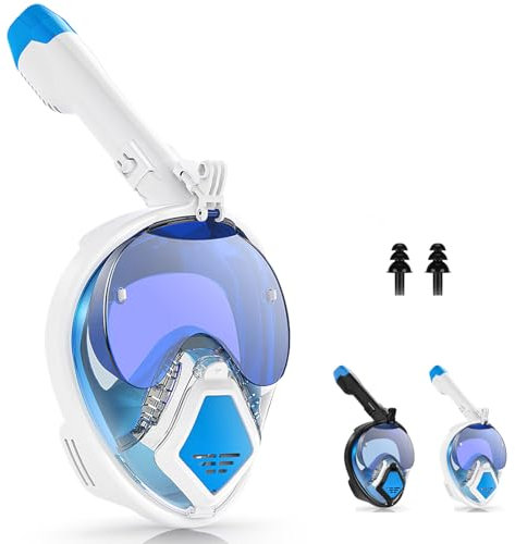 Luziyun Schnorchelmaske Faltbar Anti-Fog CO2-Sicher Snorkel Mask, Tauchmaske Vollmaske, Schnorchelset Alternative, tauchmaske für Jugendliche und Erwachsene(S/M)