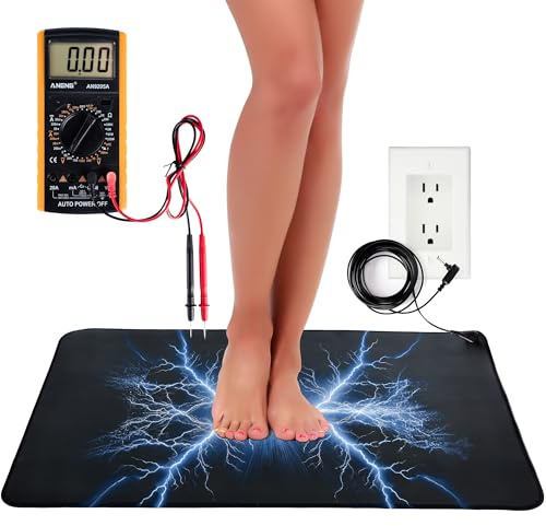 Earthvera Grounding Mat for Feet, 24x16 Earthing Pad with Multimeter & Cord