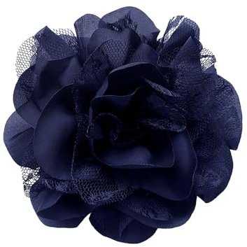 11cm Broche Fleur Rose Géante Épinglette Élégante Pour Femme En Satin Dentelle Accessoire De Bal Mariage Soirée Robe Ou Cheveux Bijou De Mode Fleur De Camélia Femme (Bleu)