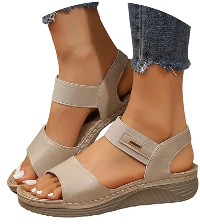 Générique Chaussure Orthopédique Confortable Femme Sandales Sandale Talon Plates Pour Femmes Chic Compensee Eté Pied Cuir Nue Les Tropeziennes Confort Strass Orthopédiques Et Nu-Pieds Corde