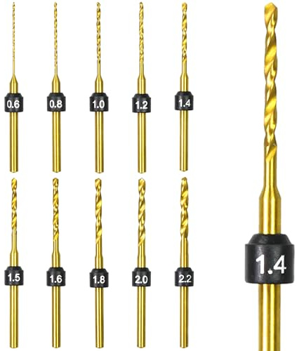 ARROWMAX Mini-Spiralbohrer Set, Größenmarkierung, 0,6mm-2,2mm, Titanbeschichtete Schnellstahl-Mikrobohrer, 2,35mm Schaft, Lochbohrer für DIY, Schmuck, Bernstein, Perlen, Kupfer, Holz (Set A)