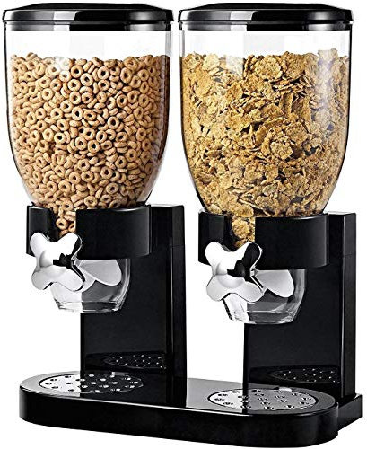 Dispensador de Cereales Doble contenedor 8 LT para Cereales Frutos Secos y Dulces