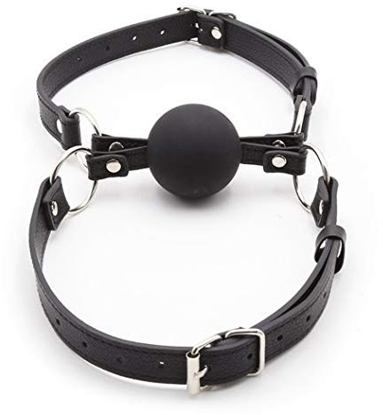 Knebel Mund Doppel Erwachsene Extrem Mundknebel Fetish Geschirr Leder Schwarz mit Silikon Ball Gag Ballknebel SM Bondage Flirten Erotik Sexspielzeug für Frauen Paare und Gay,Einstellbar