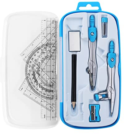 Unjoo Math Geometry Set 10 Pcs, Compass and Protractor for Students(Blue)