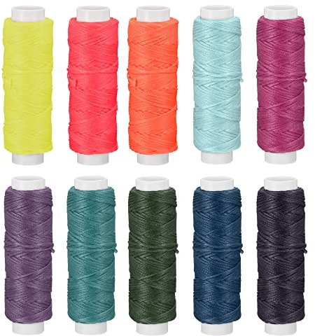 sourcing map 10 Farben gewachst Polyestergarn 16 Yards 0,8mm Durchm. Nähgarn Flachschnur