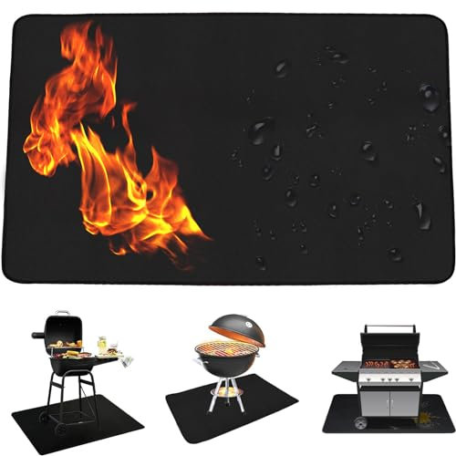 Tappetino per Braciere,Tappetino Protettivo Sotto La Griglia, Grill mat Riutilizzabili, Tappeto for Pavimento Resistente al Fuoco per Stufe e Caminetti, Coperta Protettiva for Pavimento, 45 * 37cm
