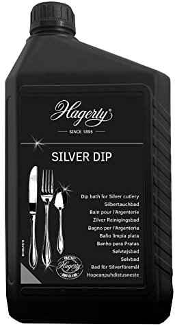 Hagerty Silver Dip Cutlery Bath Pulitore ad Immersione Delicato per Posate in Argento o Metallo Argentato Bagno Detergente Protect and Clean per Pulizia e Protezione Contro Ossidazione - Flacone da 2L
