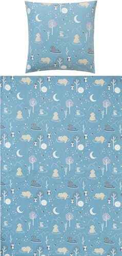 Erwin Müller Kinder-Bettwäsche Feinbiber blau Größe 1x 135x200 cm + 1x 80x80 cm