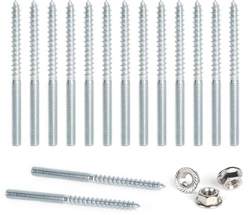 DBREAKS Viti prigioniere Torx, 15 viti a doppia testa M6 x 80 mm, vite e doppio filo con dadi di blocco, filettatura zincata per mobili