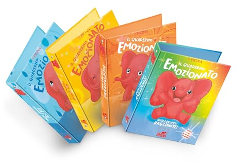 Pigna, Confezione da 5 Cartelle ad Anelli Quid+ Emozionate, 27x32 cm, copertina effetto lucido, 4 soggetti, Ideale per Archivio e Organizzazione dei Compiti dei Bambini, Alta Resistenza e Durabilità
