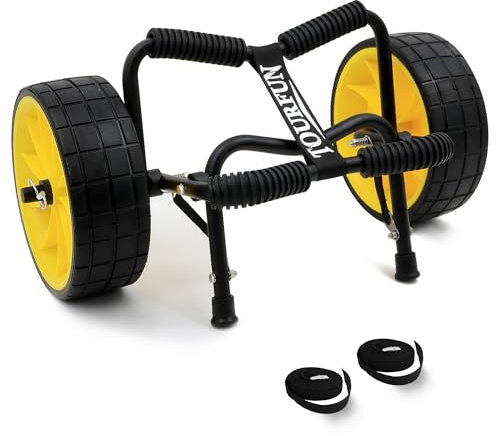 TOURFUN Kayak Cart, Collapsible Kayak Cart Dolly Kayak Trolley with 10 Inch Airless Wheels for SUP Paddleboard Canoe Kayak Transport Carrier