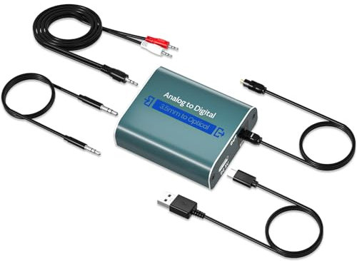 AMANKA Convertitore Audio Analogico a Digitale con Cavo Ottico Conversore RCA a Toslink SPDIF doppio Jack da 3,5 mm per PS3, PS4, HDTV, Blu-ray