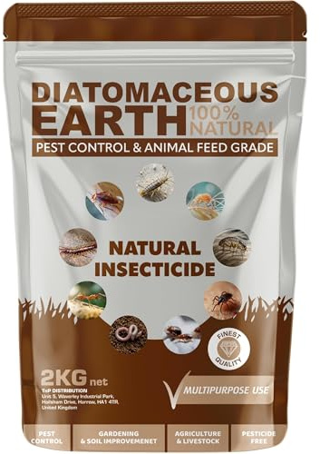 Diatomaceous Earth Powder Duster Pest Control Natural Insecticide Powder Bed Bug Killer, Mites Flea & Tick, Ant Killer, Crawling Insect Solution Non-Toxic DE Feed Grade (2kg)