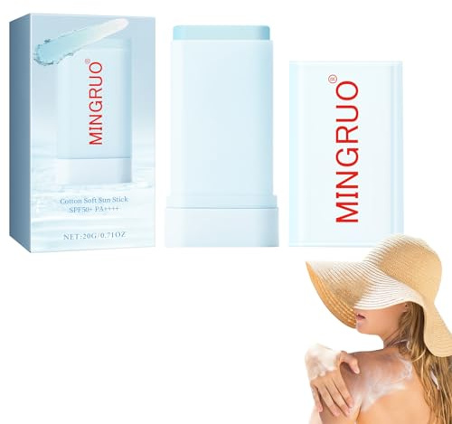 MINGRUO 2Pcs Sonnencreme Gesicht Fest, Sunscreen stick SPF50+ PA++++, Wasserfest Sonnenschutz Stick, Erfrischend Wasserfest Sonnenschutz für Gesichtssonnenschutz und Körperpflege