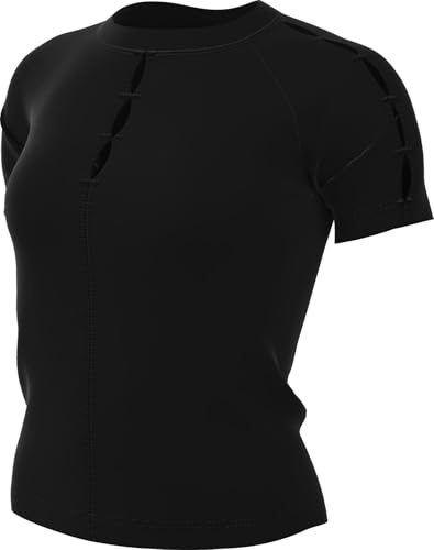 Nike One Fitted Dri-Fit HQ0248-010 Short Sleeve Top for Women, Black/Black, XL