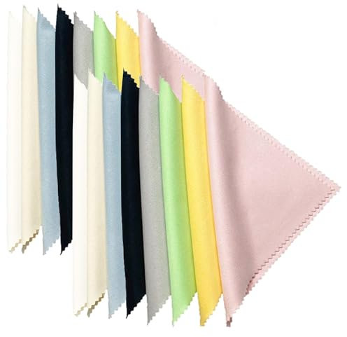 JDXun 16 Stück Brillenputztücher, (15 x 15cm) Mikrofaser Reinigungstücher, Microfaser Display Reinigungstuch, Display Reinigungstücher für Kamera, Objektiv, Brillen, Bildschirme, Tablet, 8 Farben