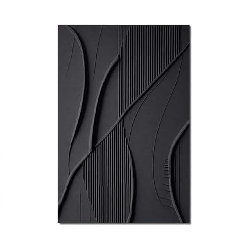 18meng Art Gran Lienzo Abstracto Negro 200 x 100 cm Moderno Minimalista Decoración de Pared para Salón Dormitorio Oficina Cuadros de Pared Lienzo Desing Cuadro de Pared sobre Lienzo Sin Marco
