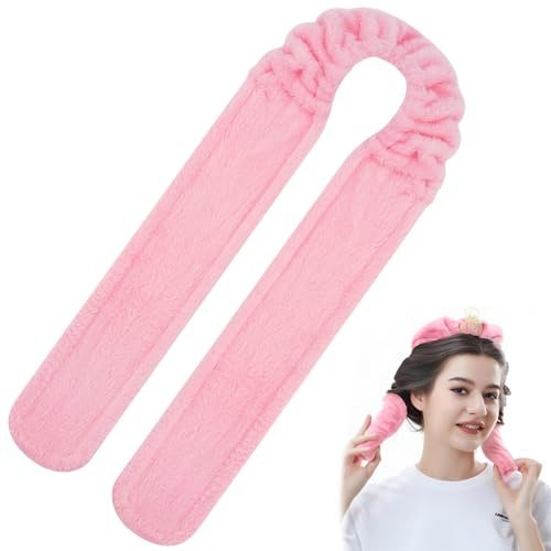 Bigodino Lungo per Boccoli,Bigodini Flessibili per Capelli Senza Calore,Bigodini Morbidi Per Dormire,Fascia Bigodino Capelli Grandi per Volume,Heatless Waves Curler per Capelli Medi Lunghi (Pink, M)